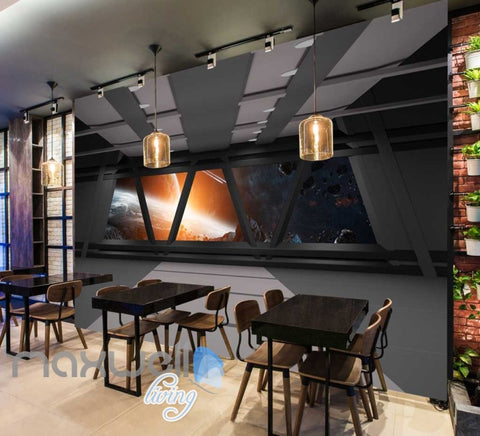 Image of View Of Earth From Window Space Ship Art Wall Murals Wallpaper Decals Prints Decor IDCWP-JB-000245