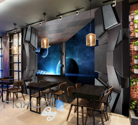 Image of View Of Planets Inside A Space Ship Art Wall Murals Wallpaper Decals Prints Decor IDCWP-JB-000246