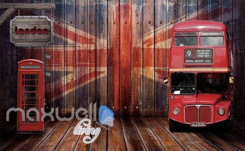 Image of 3D Wall Mural Wallpaper Telephone Booth Bus Board Backdrop Wallpaper Art Wall Murals Wallpaper Decals Prints Decor IDCWP-JB-000259