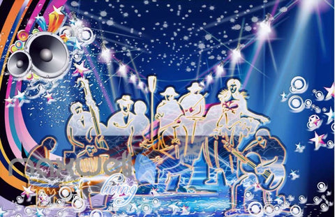 Image of Poster Of Transparent Silhoutte Of People Playing Jazz Music Art Wall Murals Wallpaper Decals Prints Decor IDCWP-JB-000263