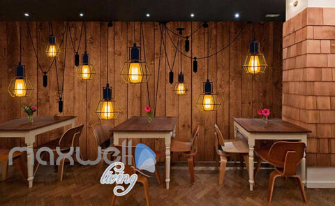 Image of Wooden Wallpaper Graphic Art Design With Lamps Art Wall Murals Wallpaper Decals Prints Decor IDCWP-JB-000272