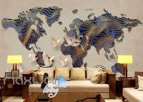 Image of Graphic Art Design World Map Patterns Wall Poster Art Wall Murals Wallpaper Decals Prints Decor IDCWP-JB-000305