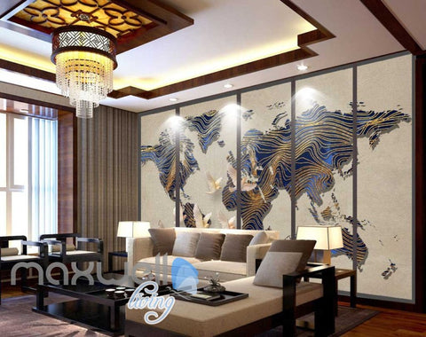 Image of Graphic Art Design World Map Patterns Wall Poster Art Wall Murals Wallpaper Decals Prints Decor IDCWP-JB-000305