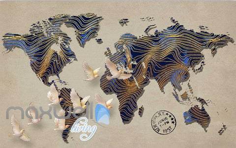 Image of Graphic Art Design World Map Patterns Wall Poster Art Wall Murals Wallpaper Decals Prints Decor IDCWP-JB-000305