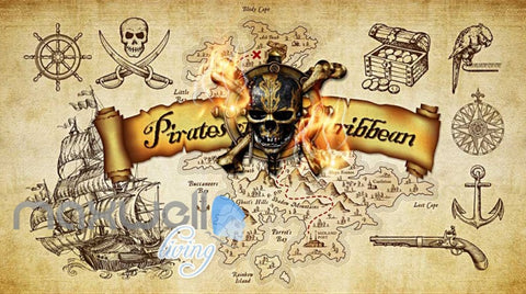 Image of Grunge Poster Pirates Of The Caribbean In Sepia Art Wall Murals Wallpaper Decals Prints Decor IDCWP-JB-000318