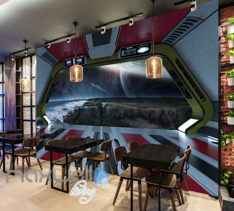 Image of View Space And Earth From A Spaceship Art Wall Murals Wallpaper Decals Prints Decor IDCWP-JB-000337