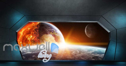 Image of View Space And Earth From A Spaceship Art Wall Murals Wallpaper Decals Prints Decor IDCWP-JB-000338