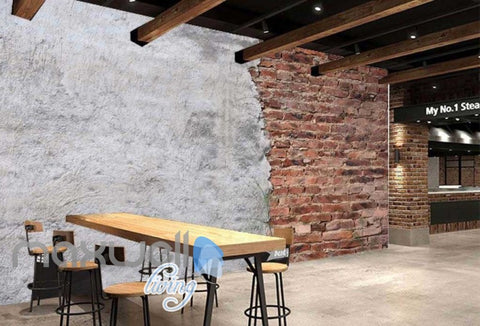 Image of Poster Wall Half Brick Half Cement Art Wall Murals Wallpaper Decals Prints Decor IDCWP-JB-000359