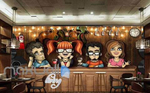 Image of Illustration Cartoon People In A Bar Art Wall Murals Wallpaper Decals Prints Decor IDCWP-JB-000369