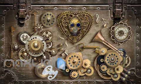 Image of Grunge Poster With Old Gears Art Wall Murals Wallpaper Decals Prints Decor IDCWP-JB-000388