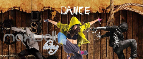 Image of 3D Graphic Design Dancers Over Wooden Wall Art Wall Murals Wallpaper Decals Prints Decor IDCWP-JB-000391