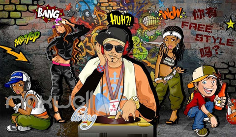 Image of 3D Graffiti Dj Cartoon Art Wall Murals Wallpaper Decals Prints Decor IDCWP-JB-000395