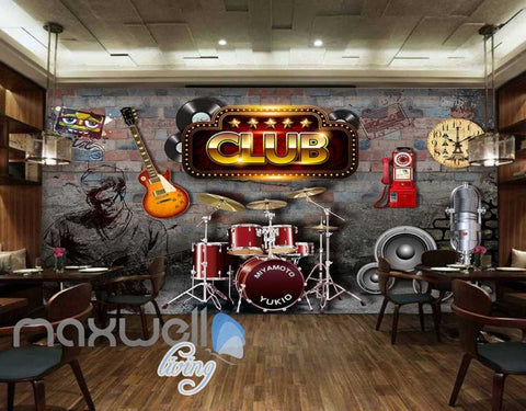 Image of Club Poster With Music Icons Art Wall Murals Wallpaper Decals Prints Decor IDCWP-JB-000396