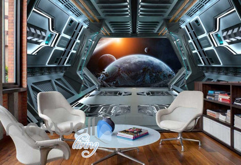 Image of Vies Of Planets And Earth From Spaceship Art Wall Murals Wallpaper Decals Prints Decor IDCWP-JB-000407