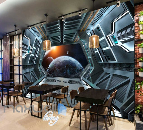 Image of Vies Of Planets And Earth From Spaceship Art Wall Murals Wallpaper Decals Prints Decor IDCWP-JB-000407