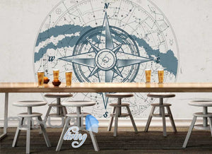 World map compass sea design Art Wall Murals Wallpaper Decals Prints D¨¦cor IDCWP-JB-000413