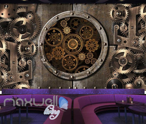 Image of custom size 192X117 inches Metal bronze gear cog working Art Wall Murals Wallpaper Decals IDCWP-JB-000414