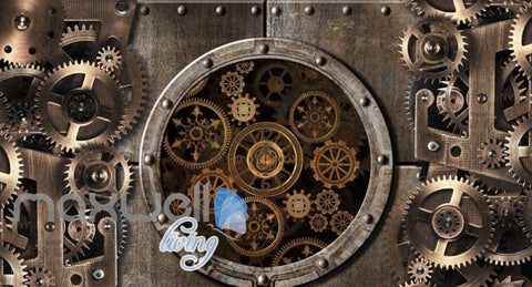 Image of Metal bronze gear cog working Art Wall Murals Wallpaper Decals Prints D¨¦cor IDCWP-JB-000414