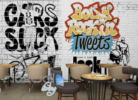 Image of grafitti wall on white bricks Art Wall Murals Wallpaper Decals Prints Decor IDCWP-JB-000450