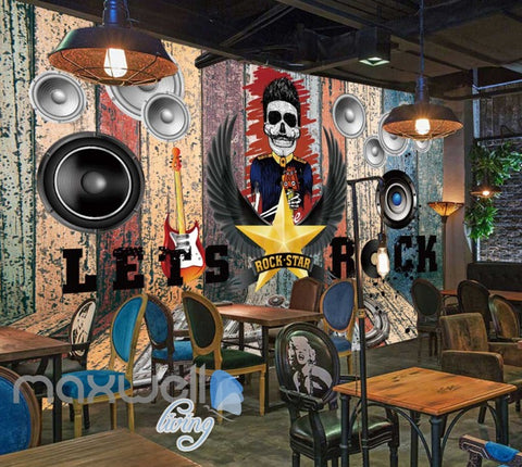 Image of rock star and speaker on colourful Art Wall Murals Wallpaper Decals Prints Decor IDCWP-JB-000467