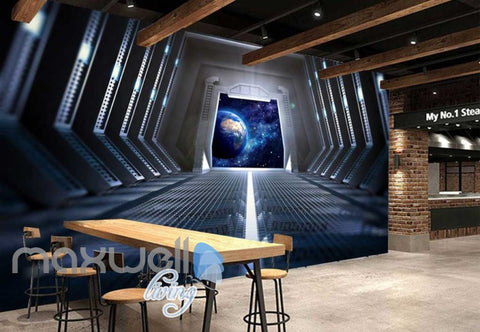 Image of 3d wallpaper view of planet from a spaceship Art Wall Murals Wallpaper Decals Prints Decor IDCWP-JB-000468
