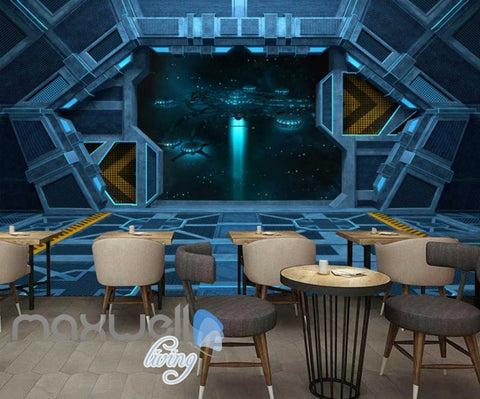 Image of 3d wallpaper view of planet from a spaceship Art Wall Murals Wallpaper Decals Prints Decor IDCWP-JB-000469