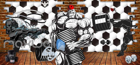 Image of 3d wallpaper graphic desing for a gym Art Wall Murals Wallpaper Decals Prints Decor IDCWP-JB-000471