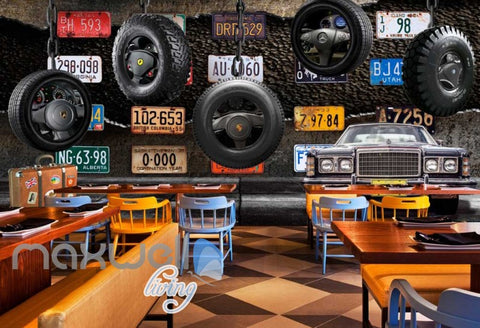 Image of 3d wallpaper with cars and car targets Art Wall Murals Wallpaper Decals Prints Decor IDCWP-JB-000475