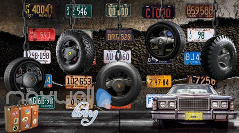 Image of 3d wallpaper with cars and car targets Art Wall Murals Wallpaper Decals Prints Decor IDCWP-JB-000475