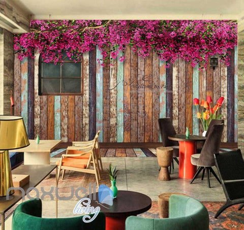 Image of 3d graphic design wallpaper of barn wooden wall with windonw and magnolia flowers Art Wall Murals Wallpaper Decals Prints Decor IDCWP-JB-000528