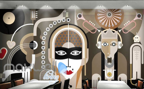 Image of retro graphic design wallpaper of retro people Art Wall Murals Wallpaper Decals Prints Decor IDCWP-JB-000537