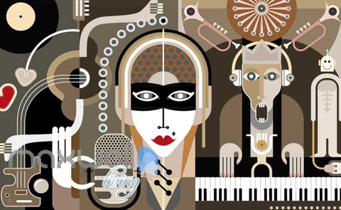 Image of retro graphic design wallpaper of retro people Art Wall Murals Wallpaper Decals Prints Decor IDCWP-JB-000537