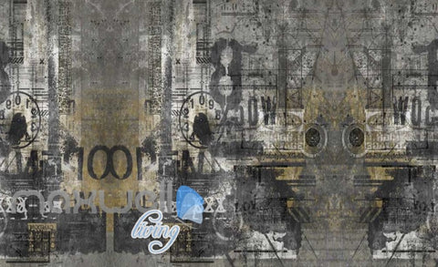 Image of graphic design wallpaper of retro balck wall Art Wall Murals Wallpaper Decals Prints Decor IDCWP-JB-000540