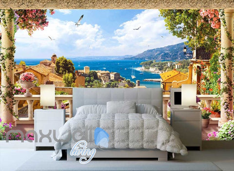 Image of wallpaper view of a city beach Art Wall Murals Wallpaper Decals Prints Decor IDCWP-JB-000566