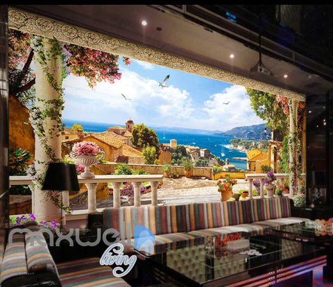 Image of wallpaper view of a city beach Art Wall Murals Wallpaper Decals Prints Decor IDCWP-JB-000566