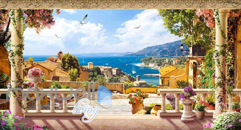 Image of wallpaper view of a city beach Art Wall Murals Wallpaper Decals Prints Decor IDCWP-JB-000566