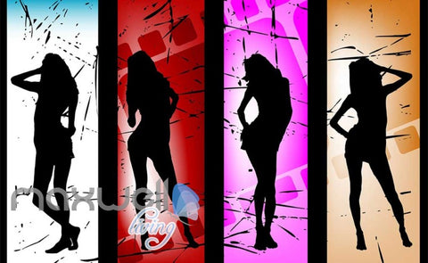 Image of 3d wallpaper dancing women silhouette Art Wall Murals Wallpaper Decals Prints Decor IDCWP-JB-000572