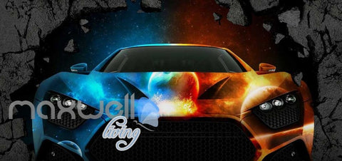Image of 3d wallpaper colorful fancy car braking wall Art Wall Murals Wallpaper Decals Prints Decor IDCWP-JB-000577