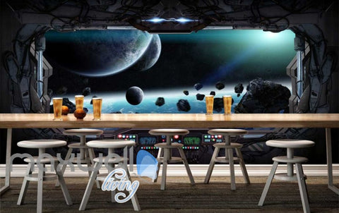 Image of 3d wallpaper of view of the space from a space ship Art Wall Murals Wallpaper Decals Prints Decor IDCWP-JB-000586