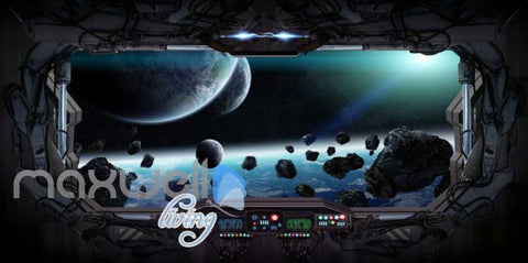 Image of 3d wallpaper of view of the space from a space ship Art Wall Murals Wallpaper Decals Prints Decor IDCWP-JB-000586