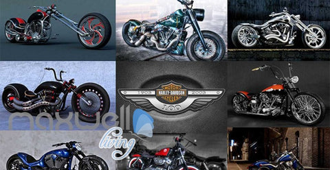 Image of wallpaper collague photo of motor bikes Art Wall Murals Wallpaper Decals Prints Decor IDCWP-JB-000588