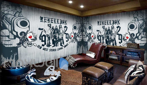 Image of graphic design wallpaper rebellion drawing on white wall Art Wall Murals Wallpaper Decals Prints Decor IDCWP-JB-000628