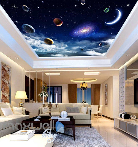 Image of 3d wallpaper planet space view ceiling Art Wall Murals Wallpaper Decals Prints Decor IDCWP-JB-000632