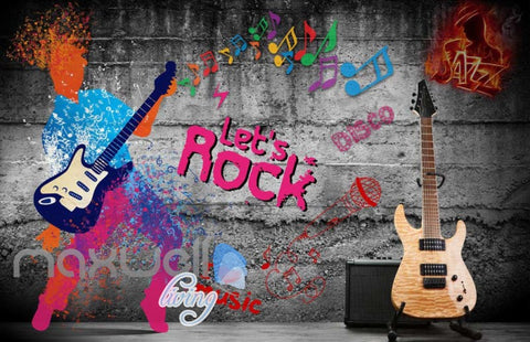 Image of Graphic Design Of Colourful Men Playing A Guitar Art Wall Murals Wallpaper Decals Prints Decor IDCWP-JB-000680
