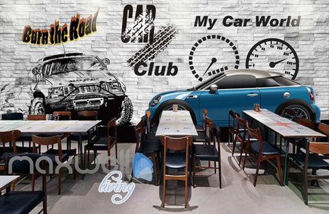 Image of Drawing Of Jeep Black And White And Blue Car Art Wall Murals Wallpaper Decals Prints Decor IDCWP-JB-000699