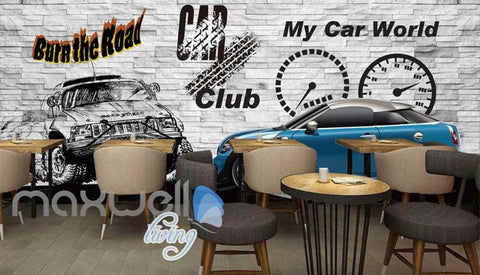 Image of Drawing Of Jeep Black And White And Blue Car Art Wall Murals Wallpaper Decals Prints Decor IDCWP-JB-000699