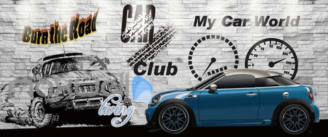 Image of Drawing Of Jeep Black And White And Blue Car Art Wall Murals Wallpaper Decals Prints Decor IDCWP-JB-000699