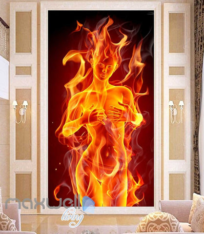 Image of Graphic Design With Woman On Fire Art Wall Murals Wallpaper Decals Prints Decor IDCWP-JB-000704