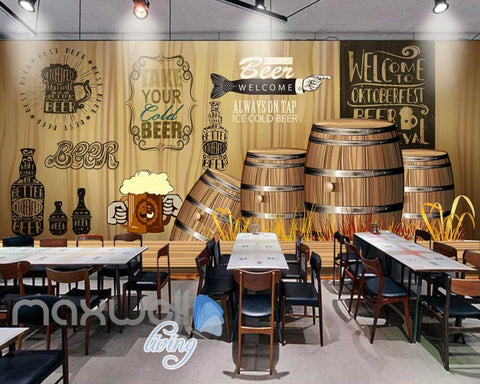 Image of Rustic Graphic Design With Barrels Art Wall Murals Wallpaper Decals Prints Decor IDCWP-JB-000715