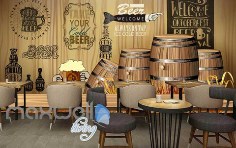Image of Rustic Graphic Design With Barrels Art Wall Murals Wallpaper Decals Prints Decor IDCWP-JB-000715